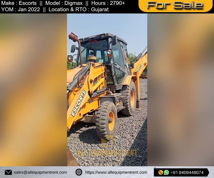 Very Less Used GJ Registered Escorts Digmax Backhoe loader Jan 2022 Availabel for Sale in Gujarat